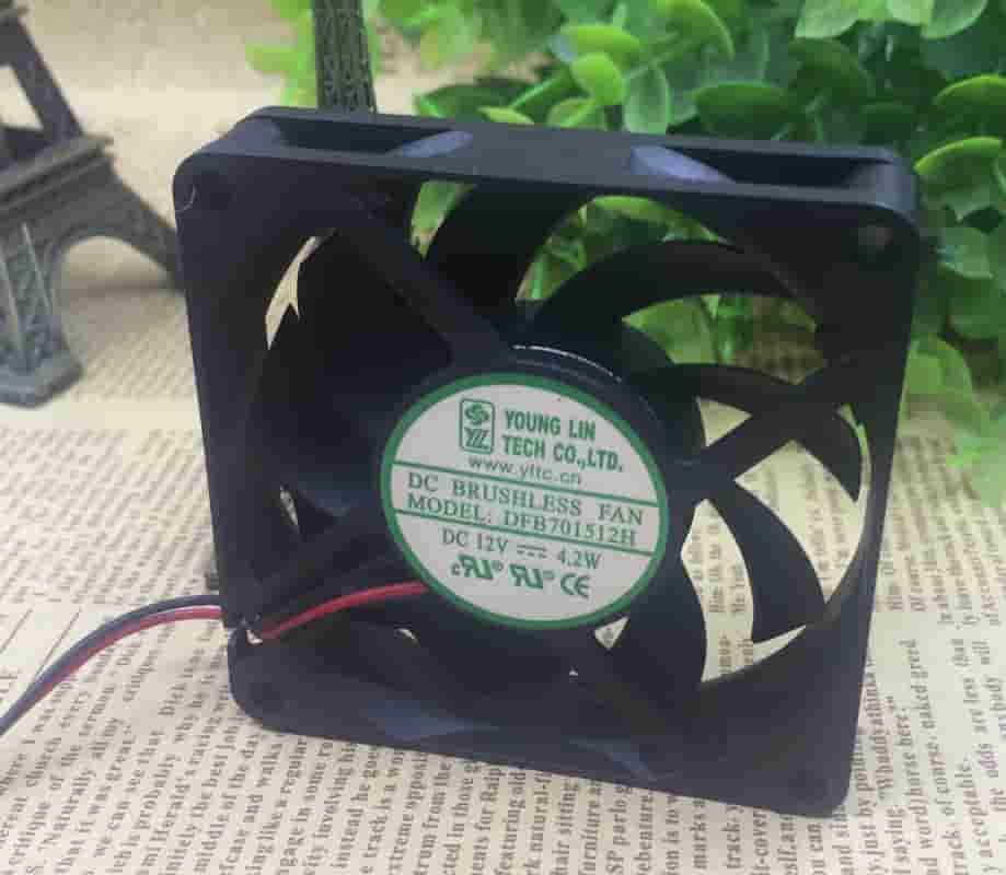 Original Young Lin DFB701512H Cooling Fan 12V 4.2W 2-Wire DFB701512H Fans